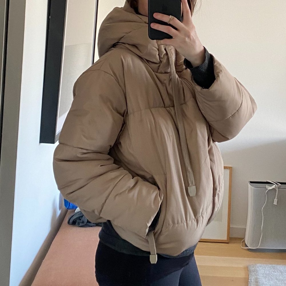 Zara Tan Puff Coat with Hood